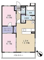 グランリヴァー 2LDKの間取図画像