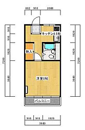 アパート 1Kの間取図画像