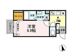 D-ROOM和地山 1階ワンルームの間取り