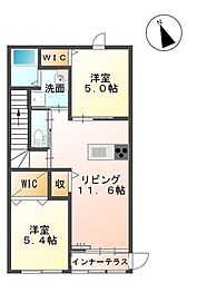 グレイスコート 2LDKの間取図画像