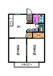 ラ・メゾンA 2DKの間取図画像