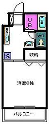 リバーハイムB 1Kの間取図画像