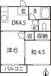 フォーブル井伊谷 2DKの間取図画像