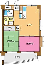 マンションイヅミ・1 2LDKの間取図画像
