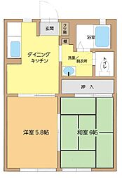タウンコートニシムラB 2DKの間取図画像