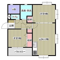 レアールマンションツユキ 2LDKの間取図画像