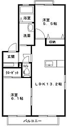 キーファー1 2LDKの間取図画像