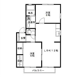 リバティタウンD 2LDKの間取図画像
