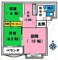 JR東海道本線 袋井駅 徒歩11分の賃貸マンション 1階2LDKの間取り