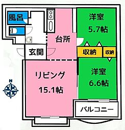グレイスメゾン 2LDKの間取図画像