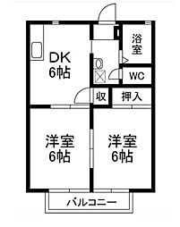 サンビレッジB 2DKの間取図画像