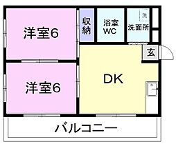 ロイヤルタウン浅間 2DKの間取図画像