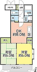 ライオンズマンション静岡馬淵 2DKの間取図画像