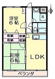 グランドールやよい 2LDKの間取図画像
