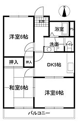 メゾンエクセル弥生 3DKの間取図画像