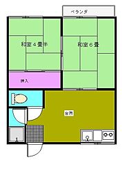 コーポ白樺 2Kの間取図画像