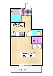 ヴィラ草薙 1Kの間取図画像