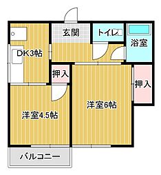 リバティ清水A 2Kの間取図画像