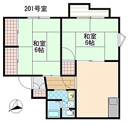 川奈コーポ栄B 2DKの間取図画像
