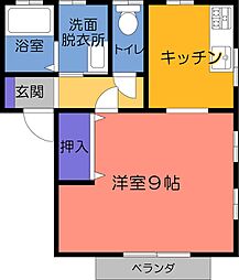 ローズハイムA 1Kの間取図画像