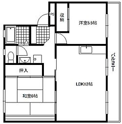 グランドール坂田 2LDKの間取図画像