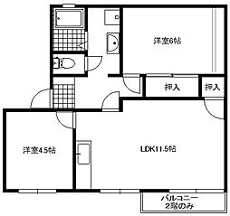 フレグランス富士見台E 2LDKの間取図画像