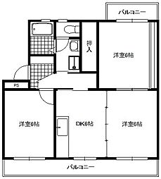 フローラ菊池 3DKの間取図画像