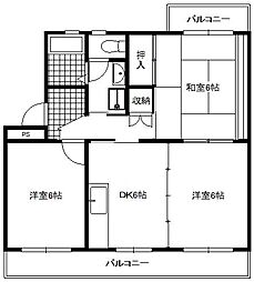 愛鷹ハイツ 3DKの間取図画像