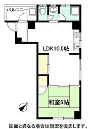 亀鶴ビル 1LDKの間取図画像