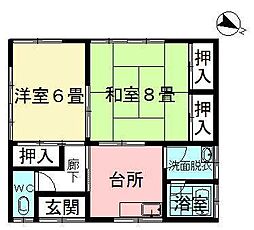 コーポ大川A 2Kの間取図画像