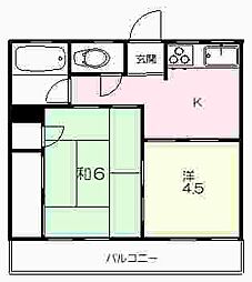 シティハイム白樺 2Kの間取図画像