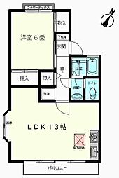 セジュールたつみA 1LDKの間取図画像