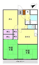 仁栄第2マンション 3DKの間取図画像