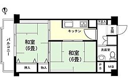 湯河原サニーハイツ 2Kの間取図画像