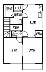 ハミルトン 2DKの間取図画像