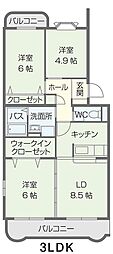 プレジール 3LDKの間取図画像