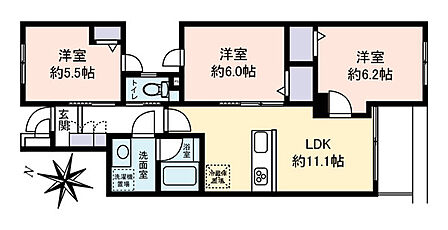 使い勝手の良い全居室独立型の3LDK