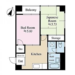 ベイハウス 2Kの間取図画像