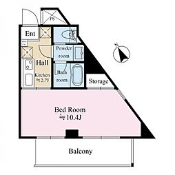 フォンティーヌ弐番館 1Kの間取図画像