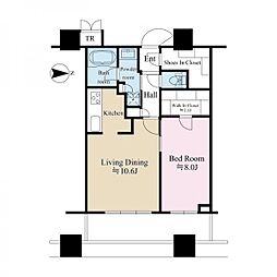 パークタワーグランスカイ 1LDKの間取図画像