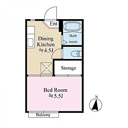 パークハイツA 1DKの間取図画像
