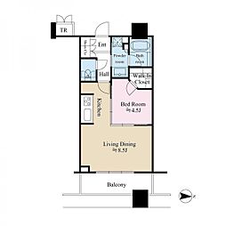 パークタワーグランスカイ 1LDKの間取図画像