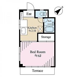 コスモプラザ 1Kの間取図画像