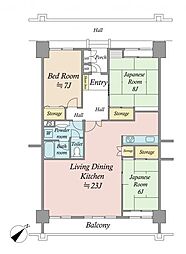 入船東エステート5号棟 3LDKの間取図画像