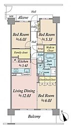 オーベルグランディオ千住大橋 3LDKの間取図画像