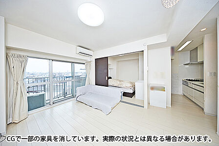 隣の居室の戸を常時開放で約15.1帖の一間に※家具・小物等を消すCG処理を行っております