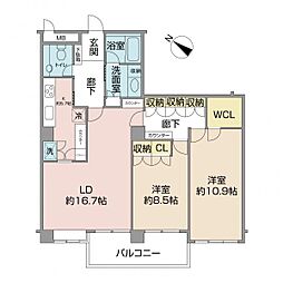 エステージ上野毛 2LDKの間取図画像