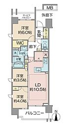 オーベル三鷹 3LDKの間取図画像