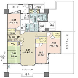 レクセルマンション習志野 4LDKの間取図画像
