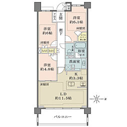 マジェスティハウス新宿御苑パークナード 3LDKの間取図画像